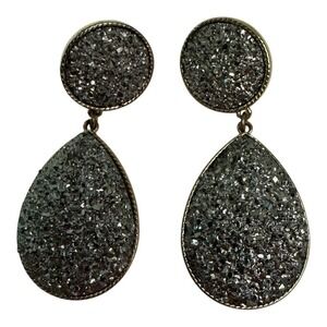 Silver Crystal Teardrop Shape Post Drop Evening Party Earrings